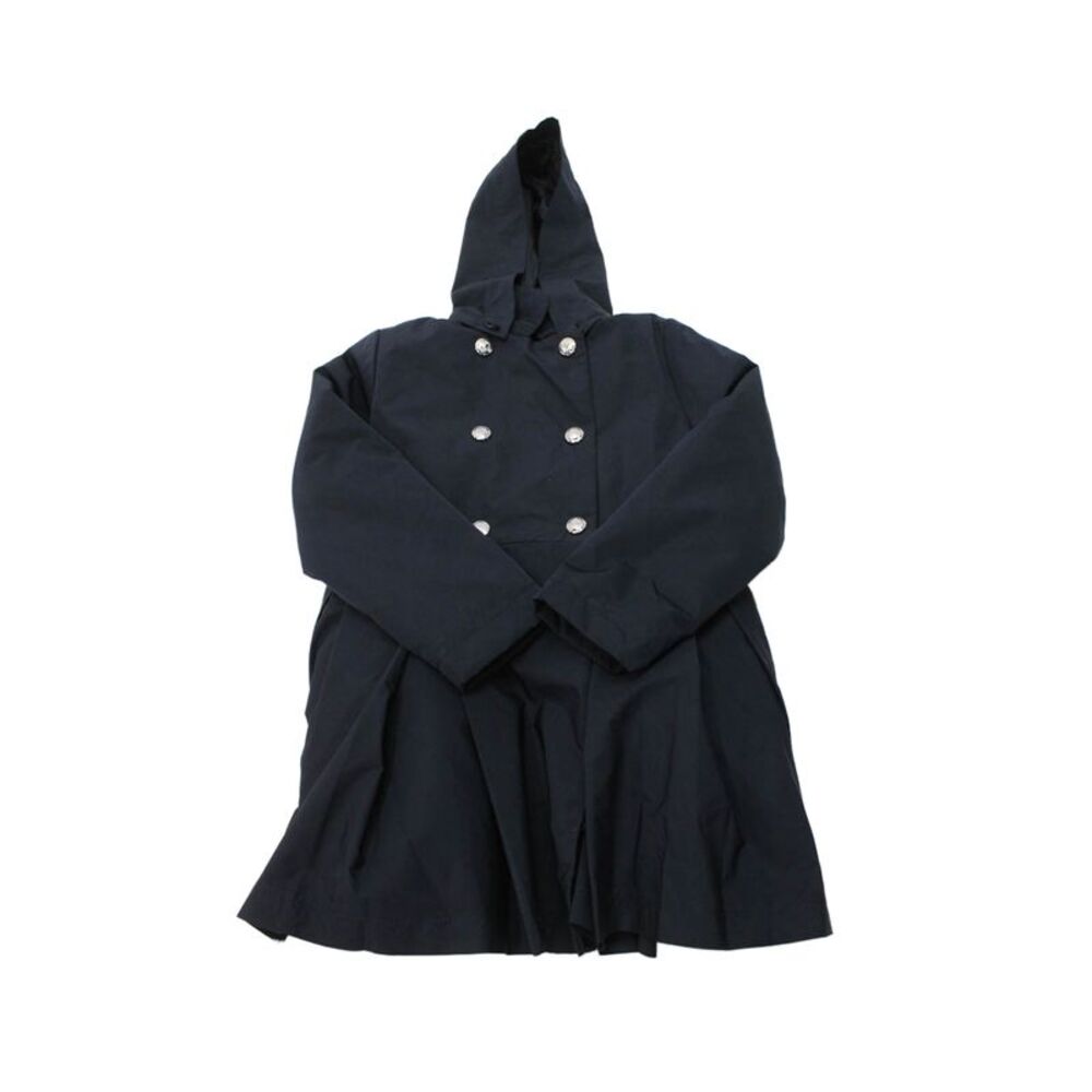 Jacadi Girls Double Breasted Pleated Hooded Jacket Navy Blue Size 5